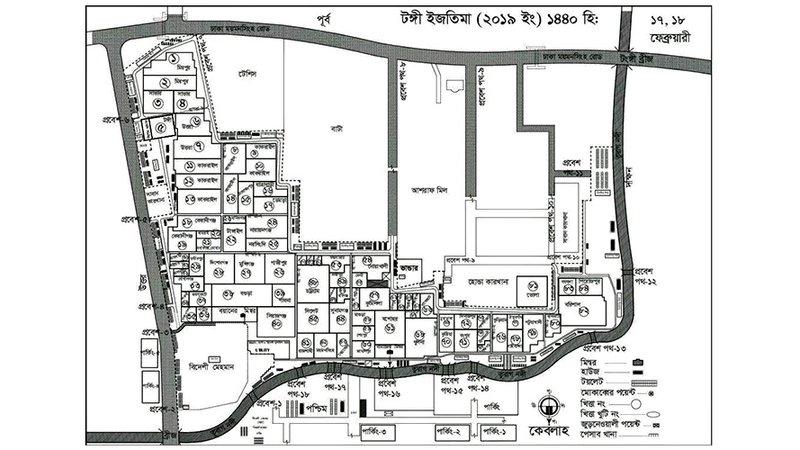 ইজতেমার ময়দানে জেলাওয়ারি মুসল্লিদের অবস্থানের ম্যাপ, ছবি: সংগৃহীত