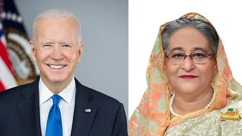 Joe Biden and Sheikh Hasina