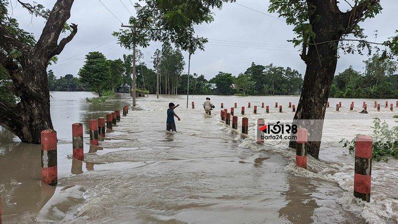 In Jamalpur low-lying areas are flooded, Photo: Barta24.com