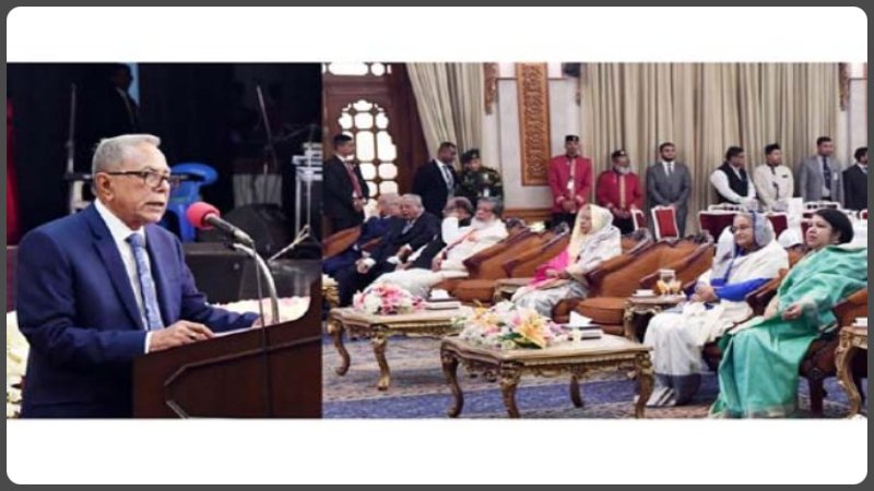 রাষ্ট্রপতি আবদুল হামিদ বঙ্গভবনে আয়োজিত নৈশভোজ ও সাংস্কৃতিক অনুষ্ঠানে বক্তব্য দেন | ছবি: পিআইডি