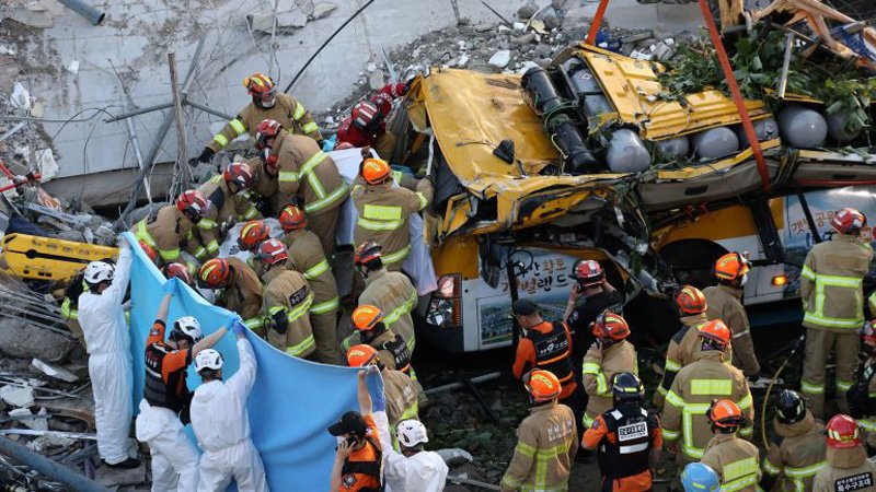 Nine killed after bus crushed in South Korea