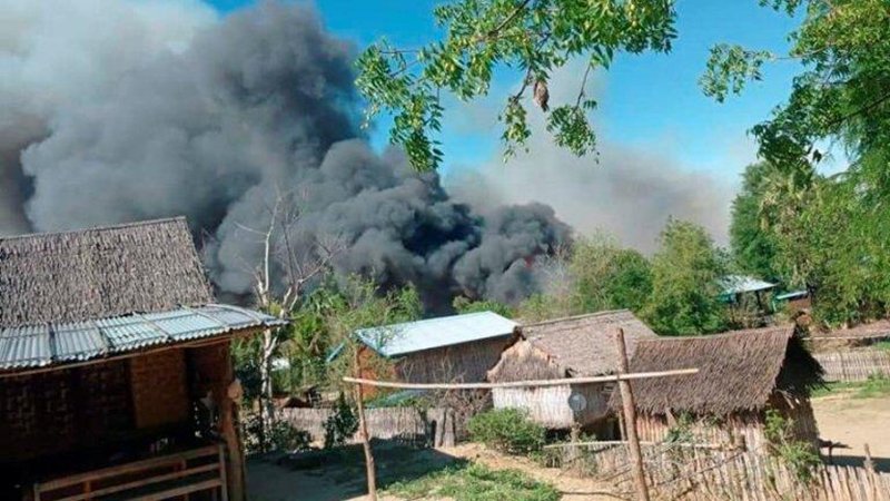 Myanmar village of burns down after classes