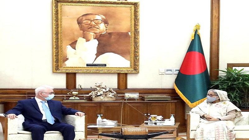 Newly appointed Russian Ambassador to Bangladesh Alexander Vikentyevich Mantytskiy called on her at her official residence Ganobhaban.