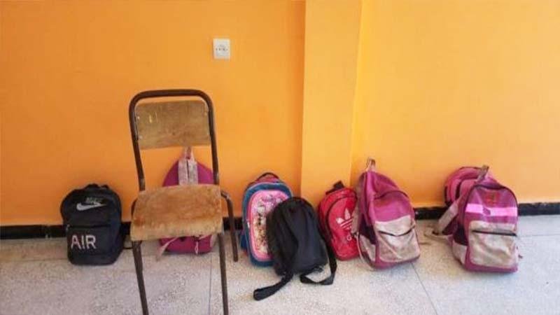 Bag of children students kept in Adasil village school  Pic: Collected