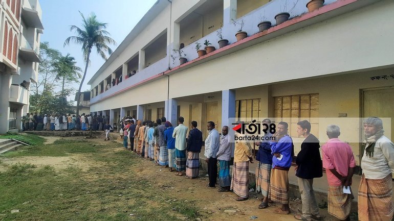 Voters at a polling center in Chattogram